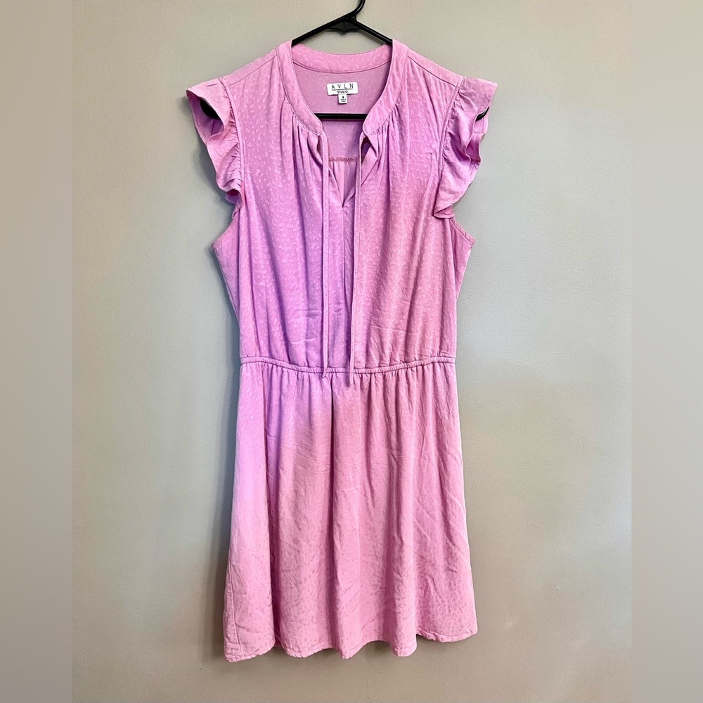 AVLN Studio Pink Ruffle Sleeve Dress